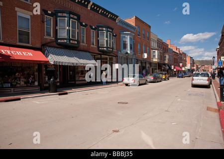 Shops in the historic downtown of Galena, Illinois a popular tourist ...