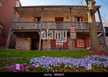 Dowling House is oldest remaining house in Galena, Illinois built of limestone in 1826 Stock Photo