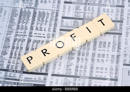 Word tiles spelling Profit Stock Photo