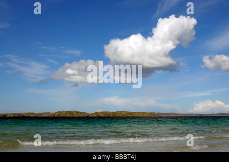 Reef or Riof beach looking over West Loch Roag to Great Bernera Stock Photo