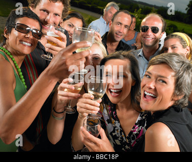 Friends toasting their glasses Stock Photo