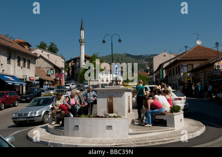 A roundabout in Bascarsija district, the old town market sector and the historical center of Sarajevo capital of Bosnia and Herzegovina Stock Photo