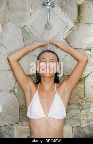 Teen Girl in Bikini Showering Stock Photo - Image of teen, refreshing:  17141672