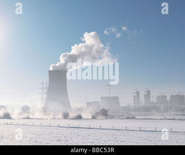 Coal-fired power plant in winter Stock Photo