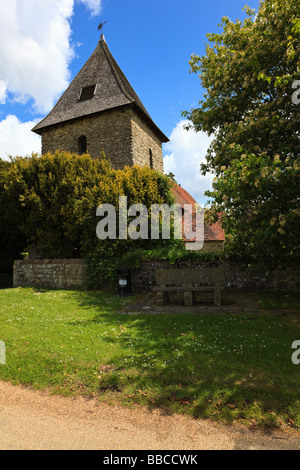 The tower of St Dunstan s church in the pretty Kent village of West Peckham UK Stock Photo