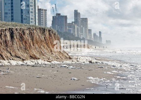 Beach erosion after storm activity Gold Coast Australia Stock Photo