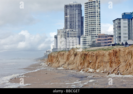 Beach erosion after storm activity Gold Coast Australia Stock Photo