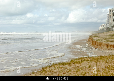 Beach erosion after storm activity Gold Coast Australia Stock Photo