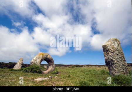 'Men an Tol' Megalithic stone monument Cornwall Stock Photo