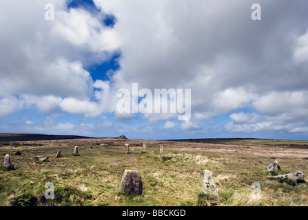 Nine maidens neolithic stone circle near Madron Penzance Stock Photo