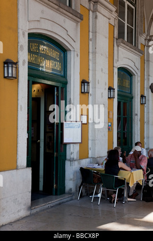 Café Martinho da Arcada in Praca do Comercio Lisbon, Portugal. This is the oldest café of the capital and very famous. Stock Photo