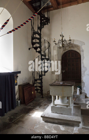 Interior of the Bell Tower at St Dunstan s church in the pretty Kent village of West Peckham UK Stock Photo