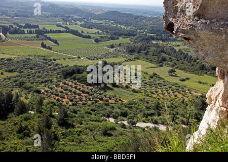 view of the landscape from Les Baux de Provence France Stock Photo