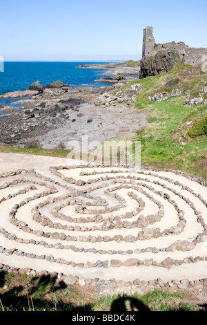 Dunure Castle on the coast of South Ayrshire - on the site of a fishing village of the same name (Dunure) Stock Photo