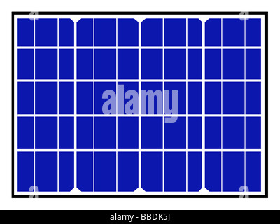 Illustration of blue solar panels and cells for renewable energy. Stock Photo