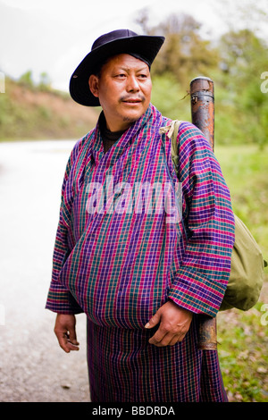 Bhutanese Farmer - Bhutan Stock Photo