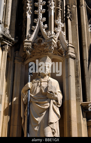 Statue on South Porch, Gloucester Cathedral, Gloucestershire, England, UK Stock Photo