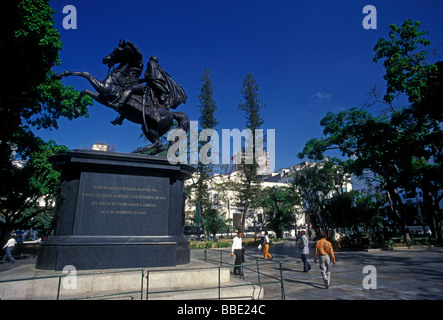 equestrian statue of, Simon Bolivar, Plaza Bolivar, city of Caracas, Capital District, Venezuela Stock Photo