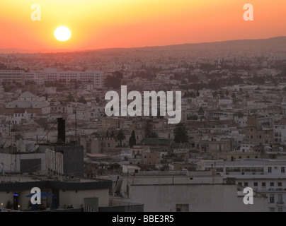 TUNIS, TUNISIA. Sunset over the city centre as seen from the Hotel Africa. 2009. Stock Photo