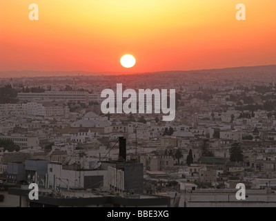 TUNIS, TUNISIA. Sunset over the city as seen from the Hotel Africa. 2009. Stock Photo