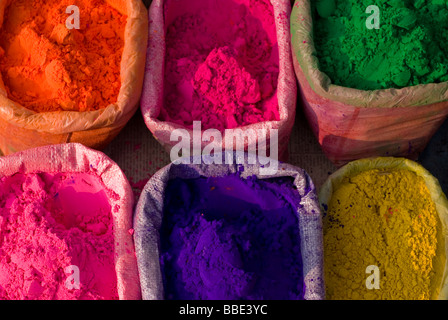 Indian color powder - lal. Stock Photo