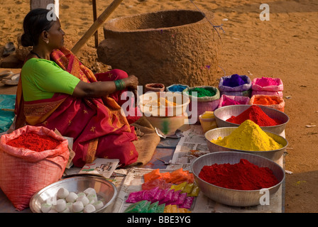 Indian color powder - lal. Stock Photo