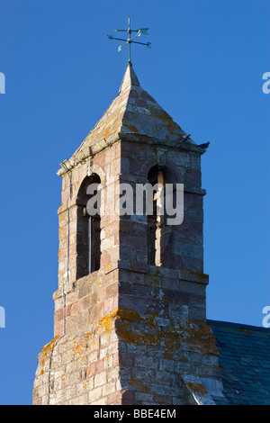 The bell tower of St Mary the Virgin the Anglican parish church of Lindisfarne (Holy Island), Northumberland