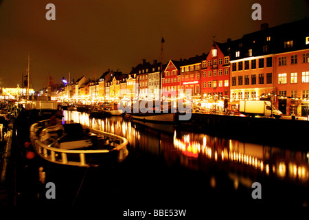 Nyhavn at night ,Copenhagen Stock Photo