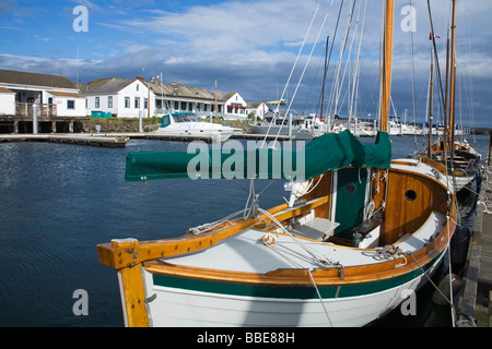 Port Townsend marina at Point Hudson with schooner sailing ...