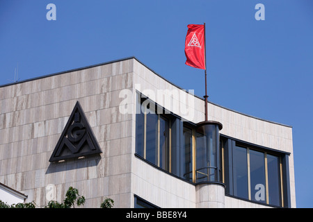 Flag on the building of the IG Metall industrial union, Berlin, Germany, Europe Stock Photo