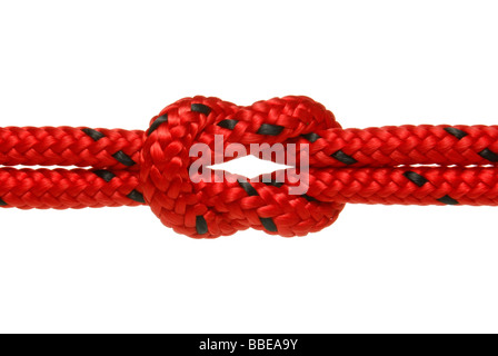Two climbing ropes are entwinded, symbolic image for cohesion, strong hold Stock Photo