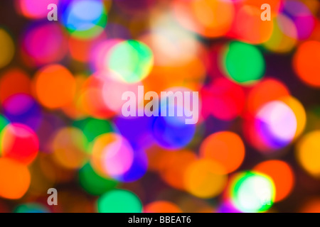 Blurred Holiday Lights in the Bavarian-themed Town of Leavenworth, Washington, USA Stock Photo