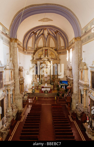 Interior of Monastary of Santa Maria Magdalena Cuitzeo, Michoacan, Mexico Stock Photo