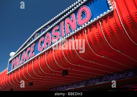 UK England Norfolk Hemsby Beach Road colourful Palace Casino amusement arcade in summer Stock Photo