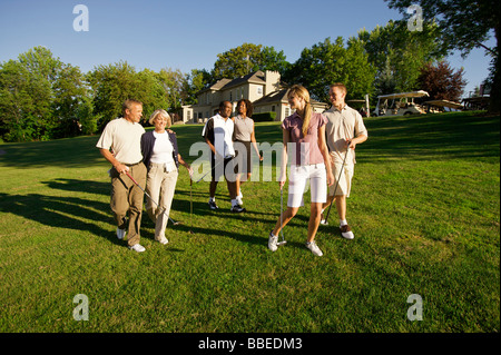 People on Golf Course, Burlington, Ontario, Canada Stock Photo