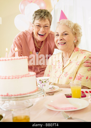 Birthday Party in Retirement Home Stock Photo