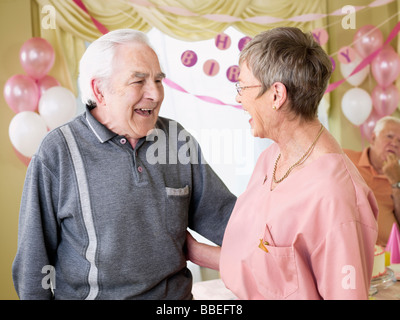 Birthday Party in Retirement Home Stock Photo