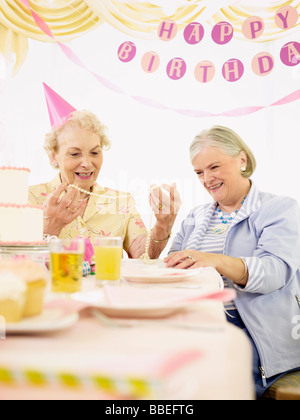 Birthday Party at Retirement Home Stock Photo