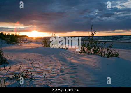 Sunset over Baltic Sea coastline at Kauguri Jurmala Latvia Stock Photo