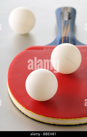 Ping Pong Paddle and Balls Stock Photo
