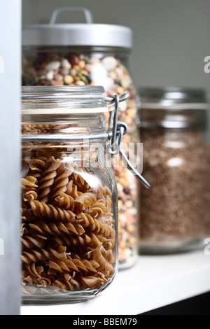 Dry Ingredients in Glass Jars Stock Photo