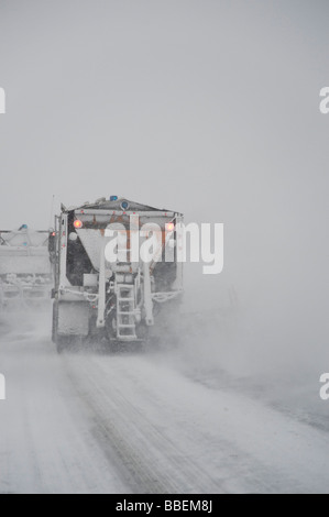 Snowplow on Highway, Ontario, Canada Stock Photo