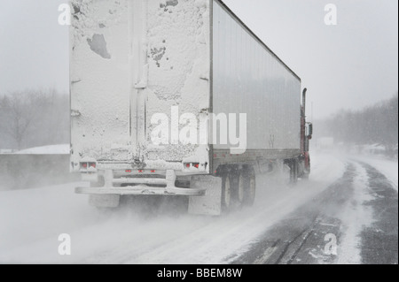 Truck on Highway, Ontario, Canada Stock Photo