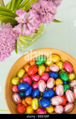 Bowl of Chocolate Eggs Stock Photo
