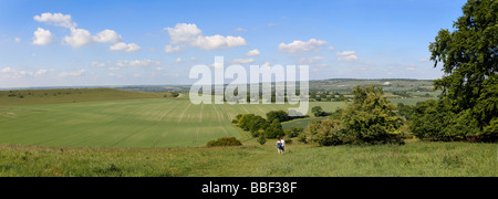 Panoramic view from Ivinghoe Beacon summers day Stock Photo