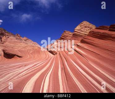 Striped sandstone landscape of Paria canyon and Vermillion Cliffs Wilderness Area lies on the border of Arizona and Utah Stock Photo