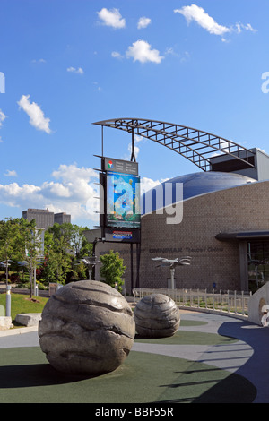 Ontario Science Centre viewed from Teluscape Outdoor Experience Area in Toronto Canada Stock Photo