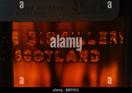 Malt whisky bottle detail