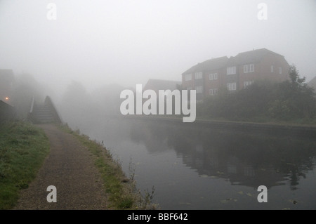 fog and mist on tividale quays near dudley a redeveloped old centre of the industrial revolution Stock Photo