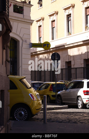 Italy, Rome, yellow Fiat 500 parked in street Stock Photo - Alamy